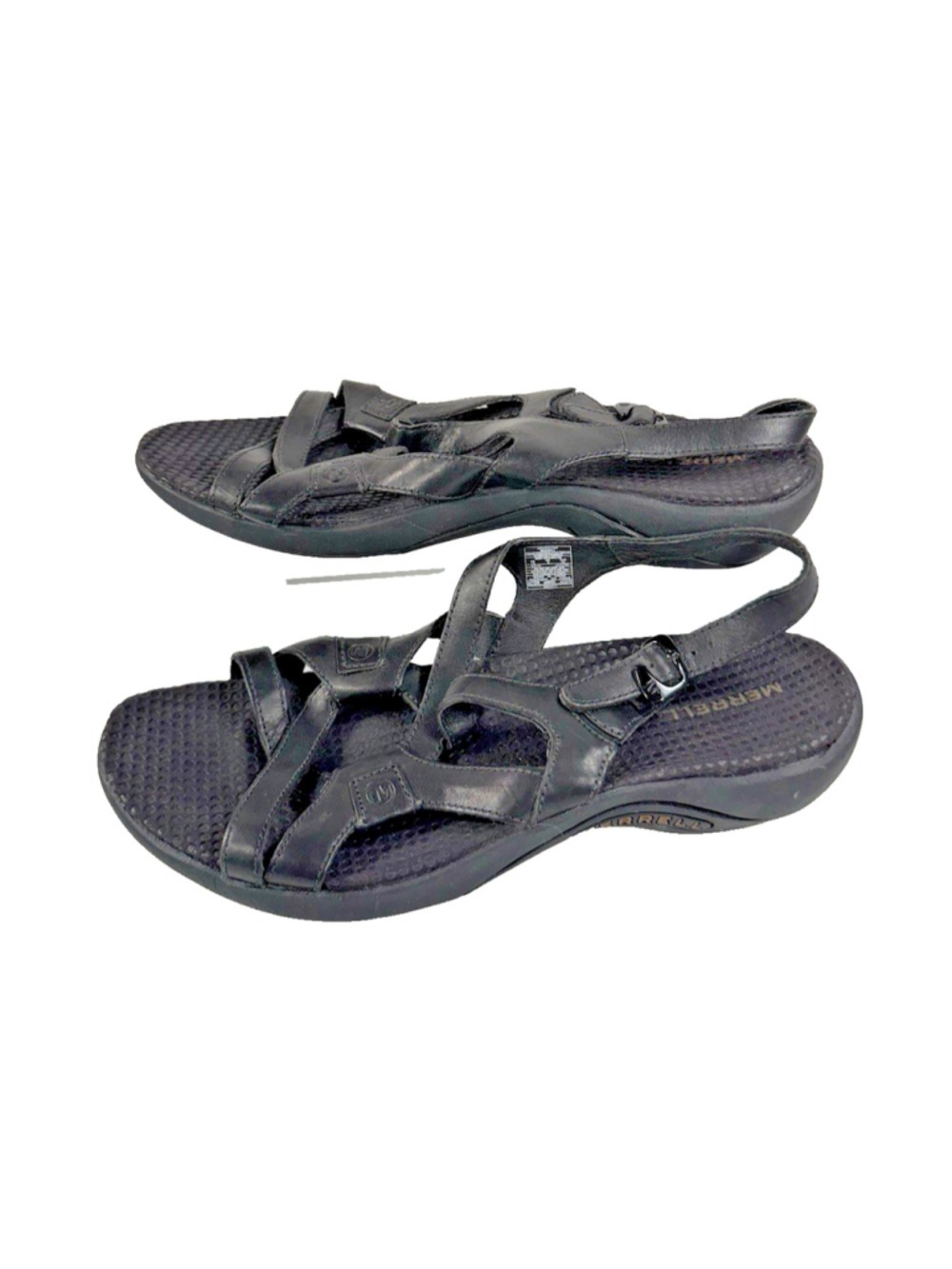Merrell Agave Black Leather Strappy Sandals Comfort Shoes Women's Size 10